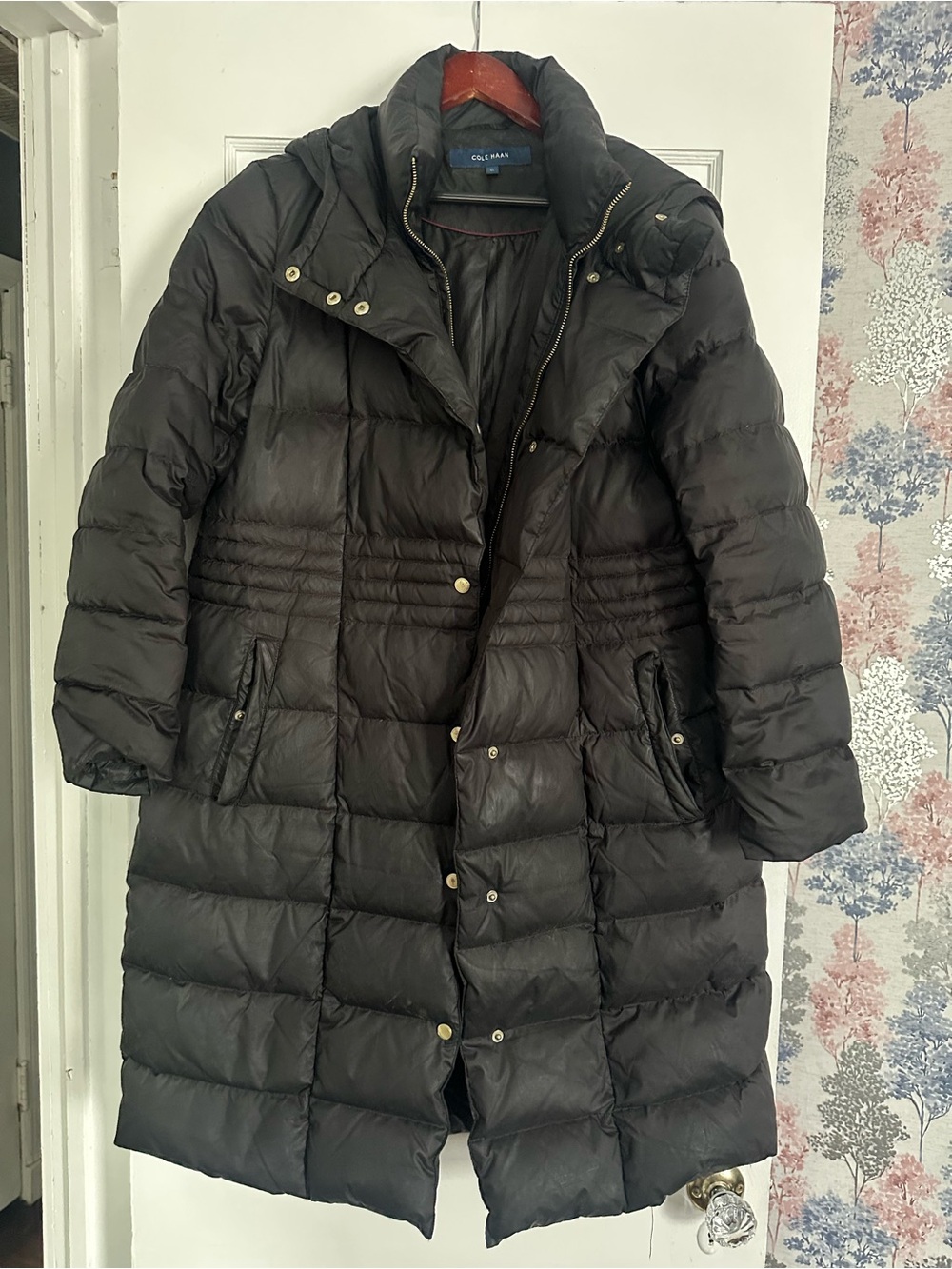 Cole Haan Black Long Quilted Puffer Coat